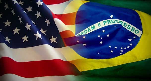 Brazil and USA Flags